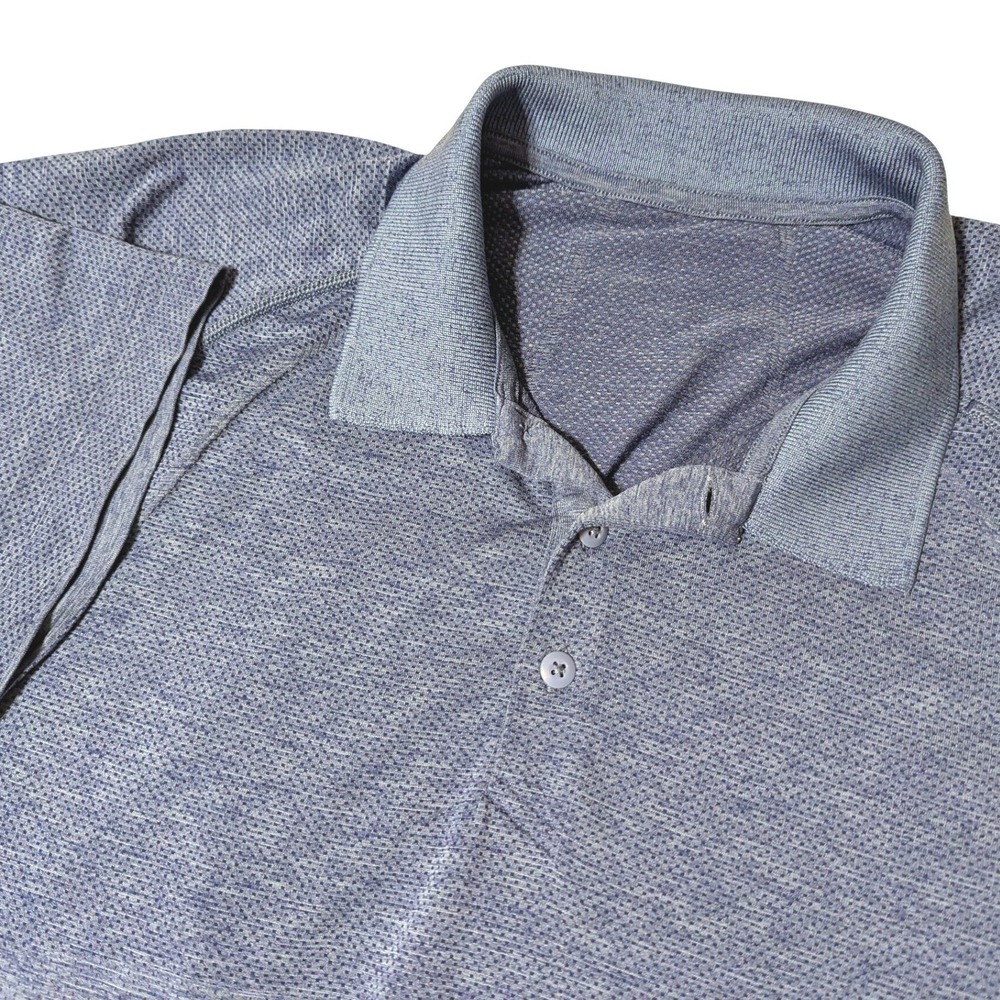 Lululemon Metal Vent Tech Polo Shirt Mens XL Blue Heathered Short Sleeve Active